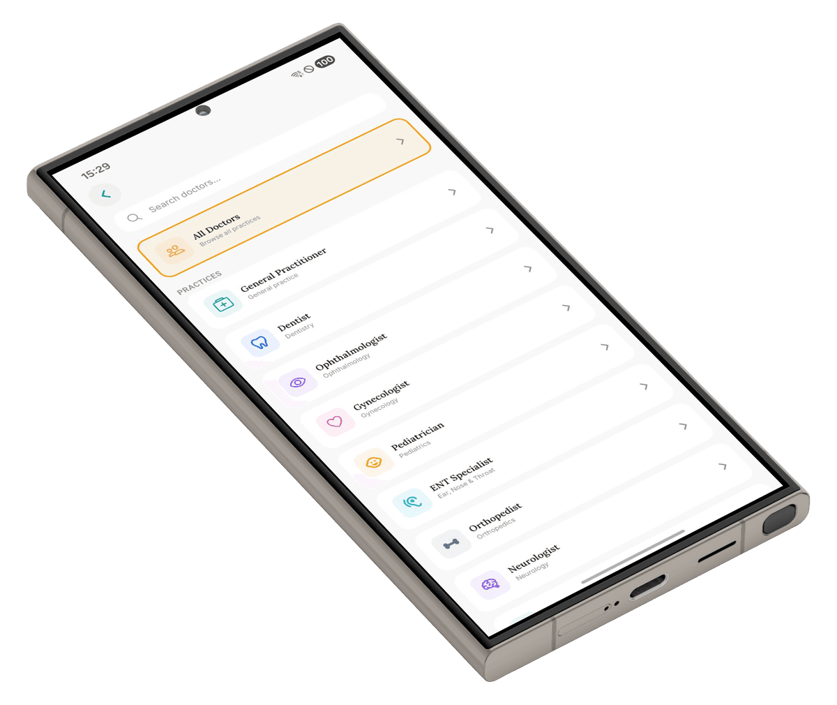 Doctor practices on Samsung Galaxy